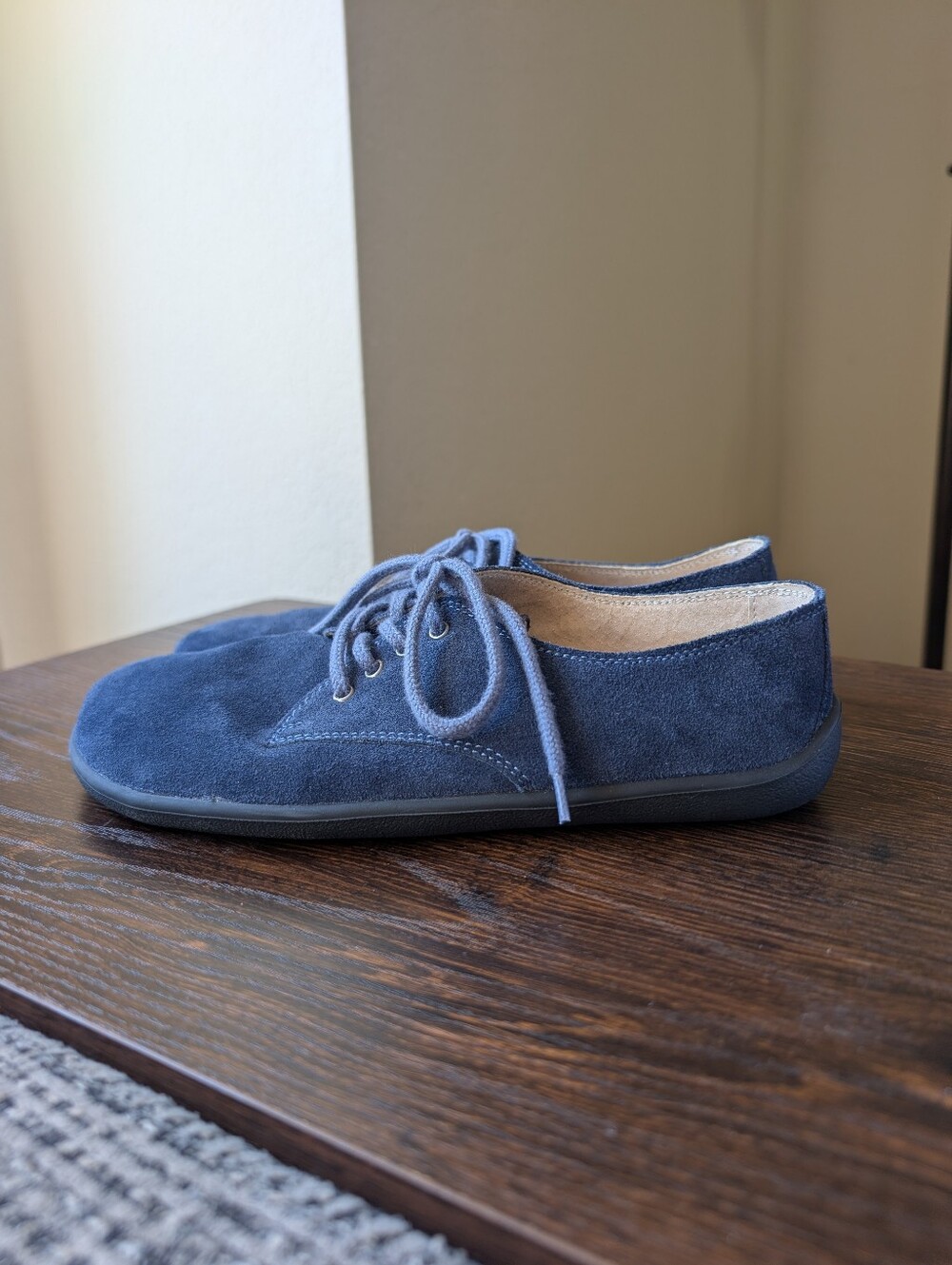 Be Lenka City Navy Blue Suede Minimalist Barefoot Lace Up Shoes